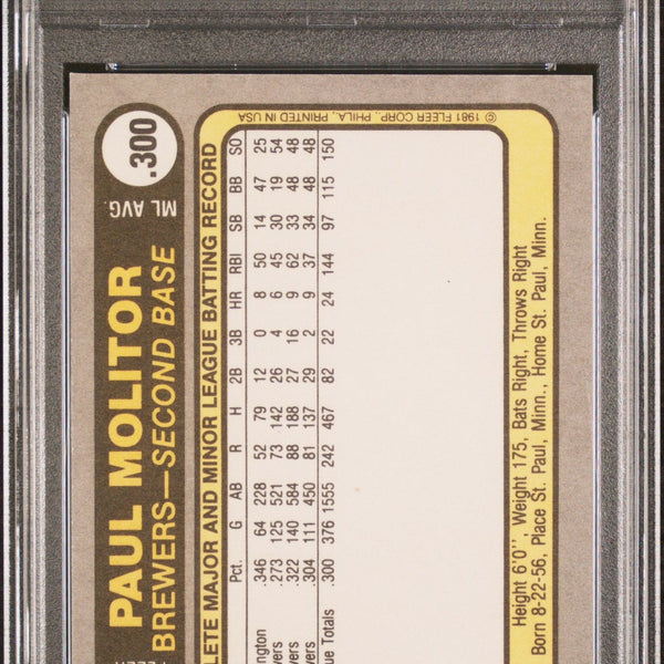 1981 Fleer Paul Molitor #515 PSA 8