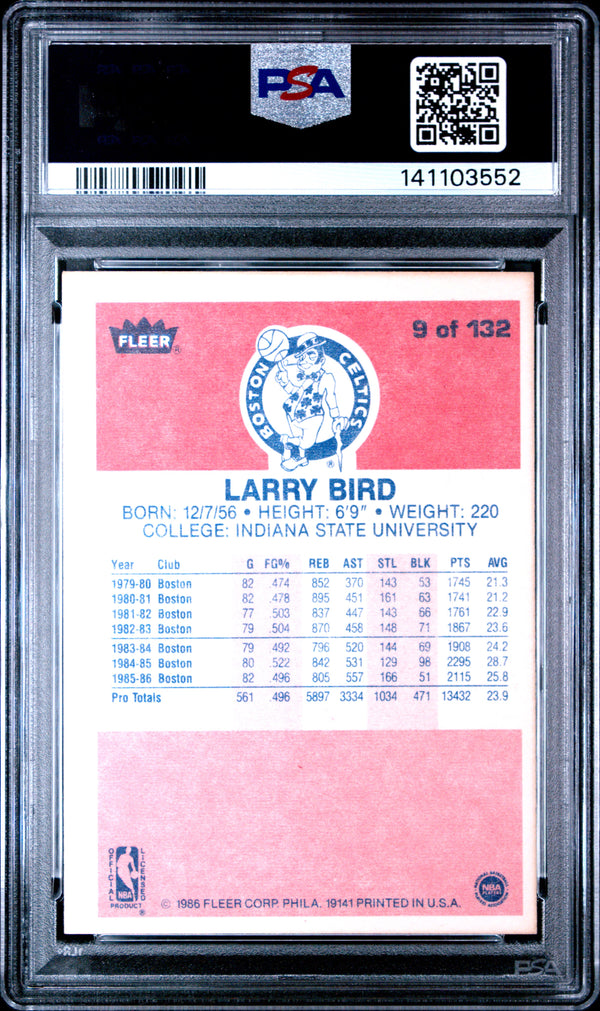 1986 Fleer Larry Bird #9 PSA 8