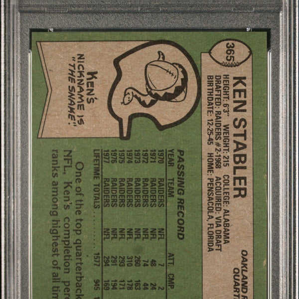 1978 Topps Ken Stabler #365 PSA 10