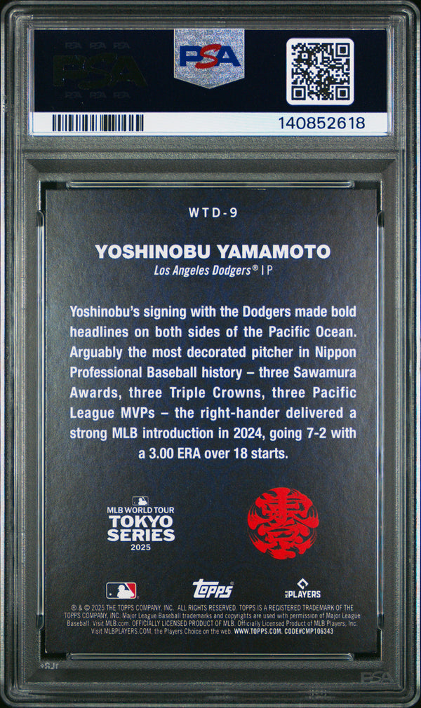 2025 Topps Tokyo Series World Tour Domination Yoshinobu Yamamoto #WTD9 PSA 8