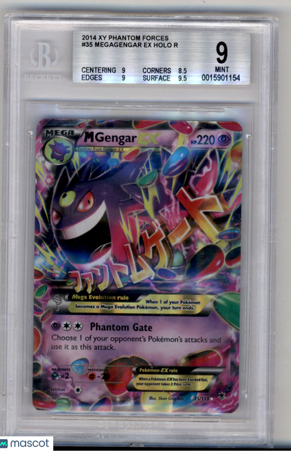 2014 Pokemon XY Phantom Forces MGengar EX HOLO R #35 BGS 9