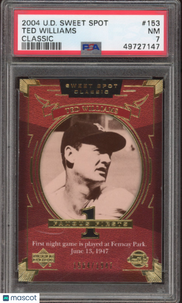 2004 Upper Deck Sweet Spot Classic Ted Williams #153 PSA 7