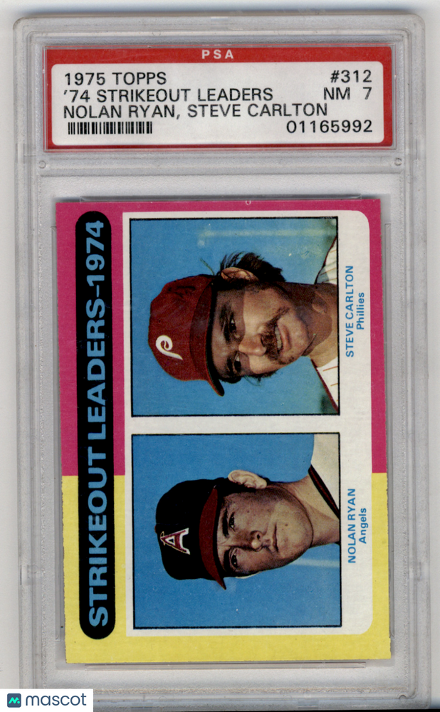 1975 Topps Strikeout Leaders #312 N. Ryan S. Carlton PSA 7