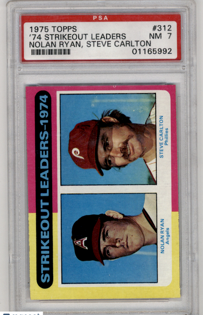 1975 Topps Strikeout Leaders #312 N. Ryan S. Carlton PSA 7