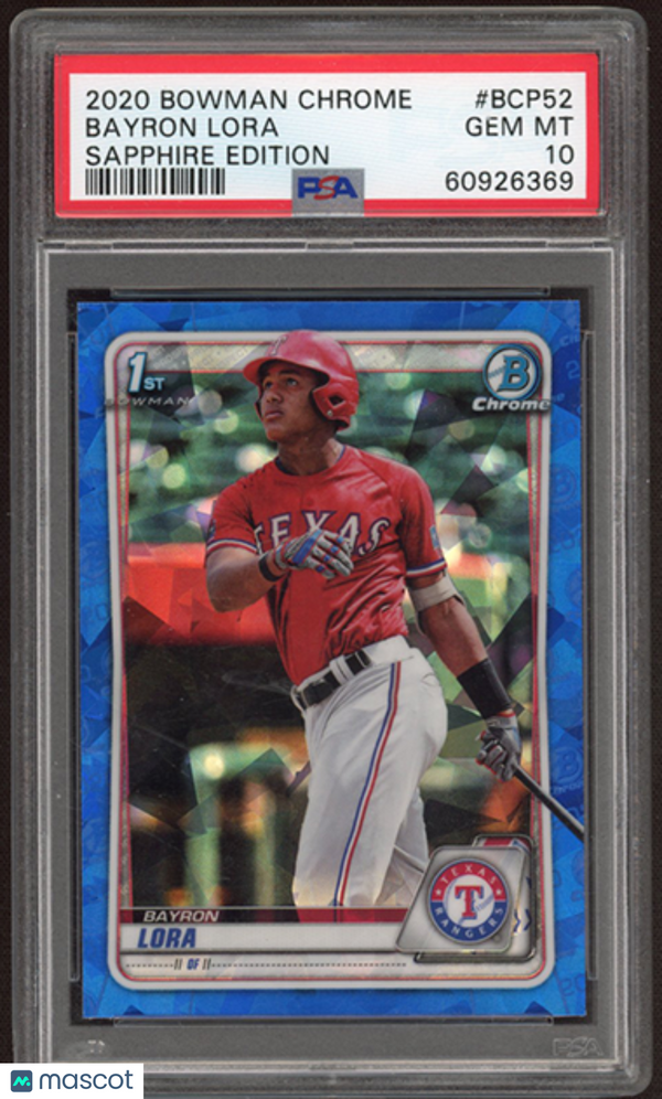 2020 Bowman Chrome Sapphire Edition Bayron Lora #BCP52 1st Bowman PSA 10