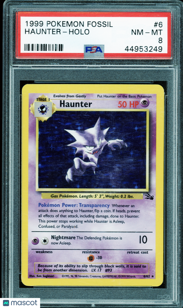 1999 Pokemon Fossil Haunter #6 PSA 8