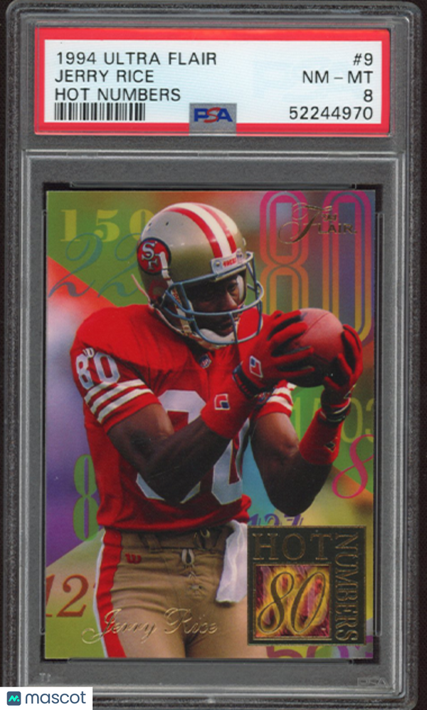 1994 Ultra Flair Hot Numbers Jerry Rice #9 PSA 8