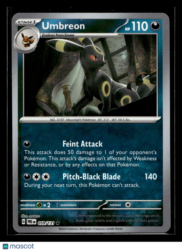 2025 Pokemon Scarlet & Violet Prismatic Evolutions Umbreon #59/131 Master Ball