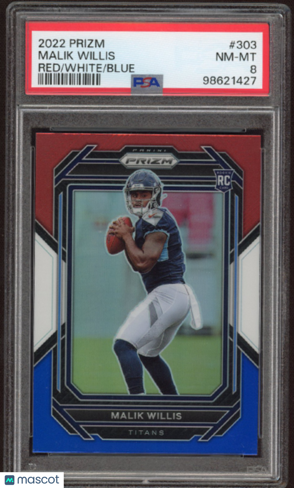 2022 Panini Prizm Malik Willis #303 Red White Blue PSA 8