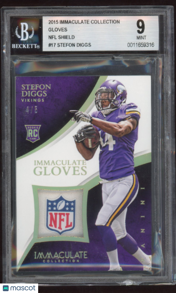 2015 Immaculate Collection Gloves NFL Shield Stefon Diggs #17 BGS 9