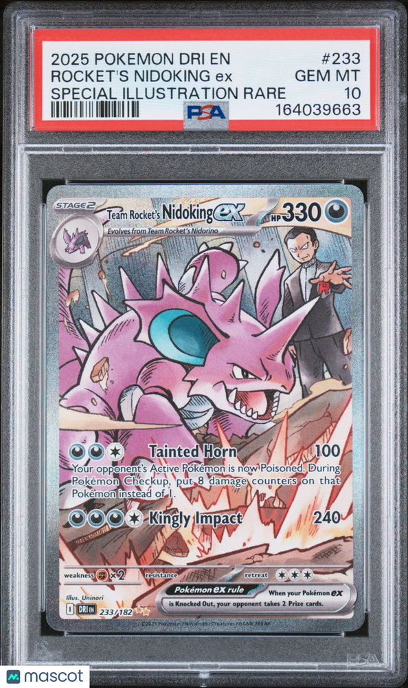 2025 Pokemon Dri EN-Destined Rivals Rocket's Nidoking EX #233 SIR PSA 10