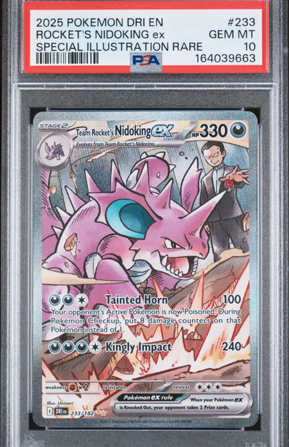 2025 Pokemon Dri EN-Destined Rivals Rocket's Nidoking EX #233 SIR PSA 10
