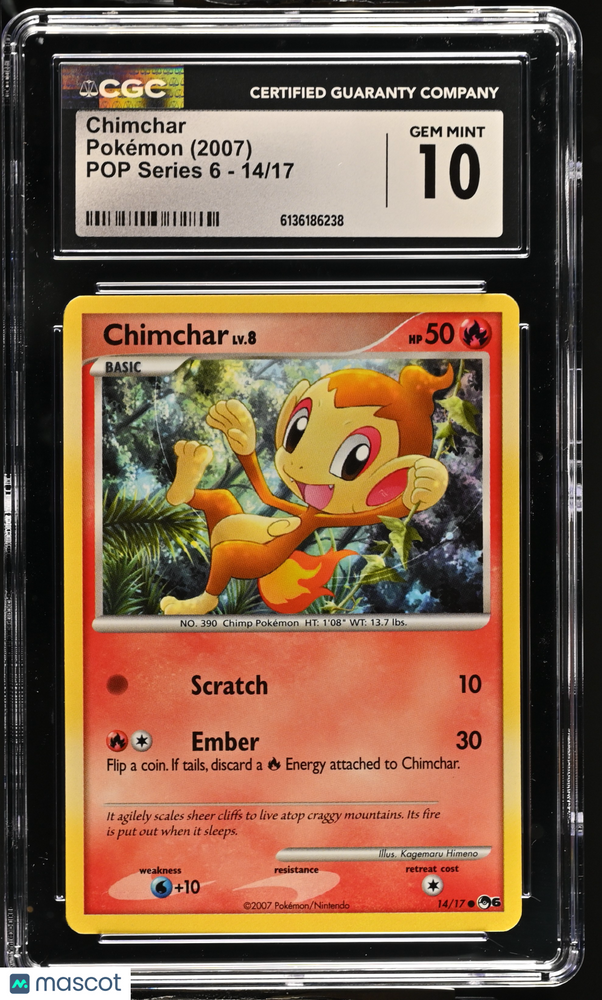 2007 Pokemon Pop Series 6 Chimchar #14/17 14/17 CGC 10