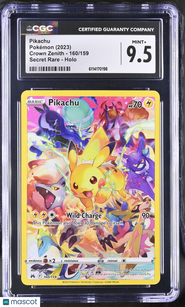 2023 Pokemon Crown Zenith Pikachu #160/159 Secret Rare CGC 9.5