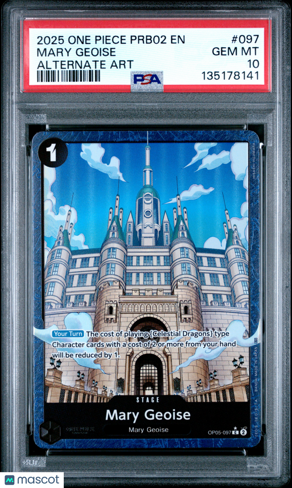 2025 One Piece Prb02-Premium Booster -One Piece Card The Best- Vol.2 Mary Geoise #097 Alternate Art PSA 10