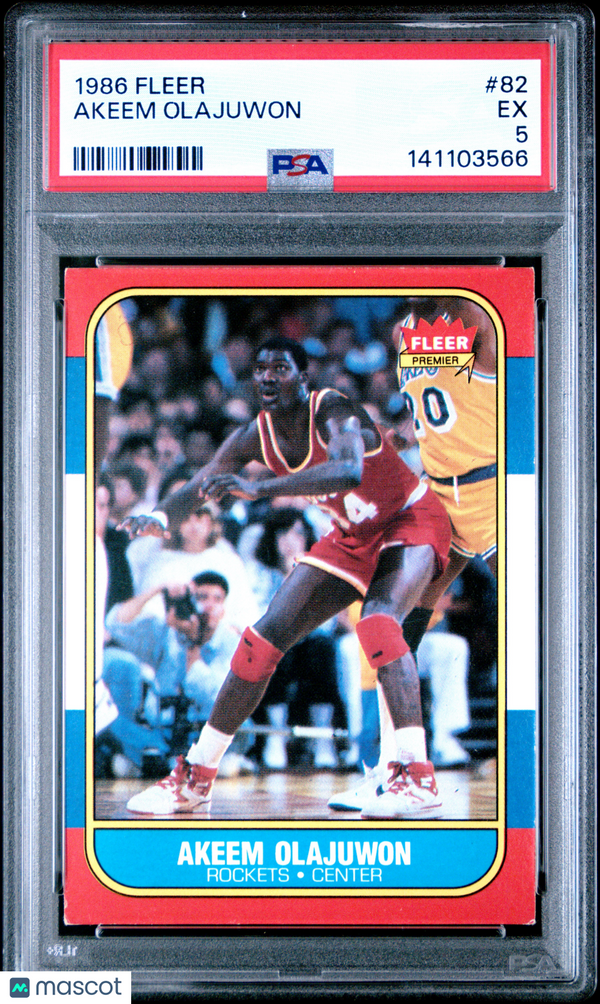 1986 Fleer Akeem Olajuwon #82 PSA 5