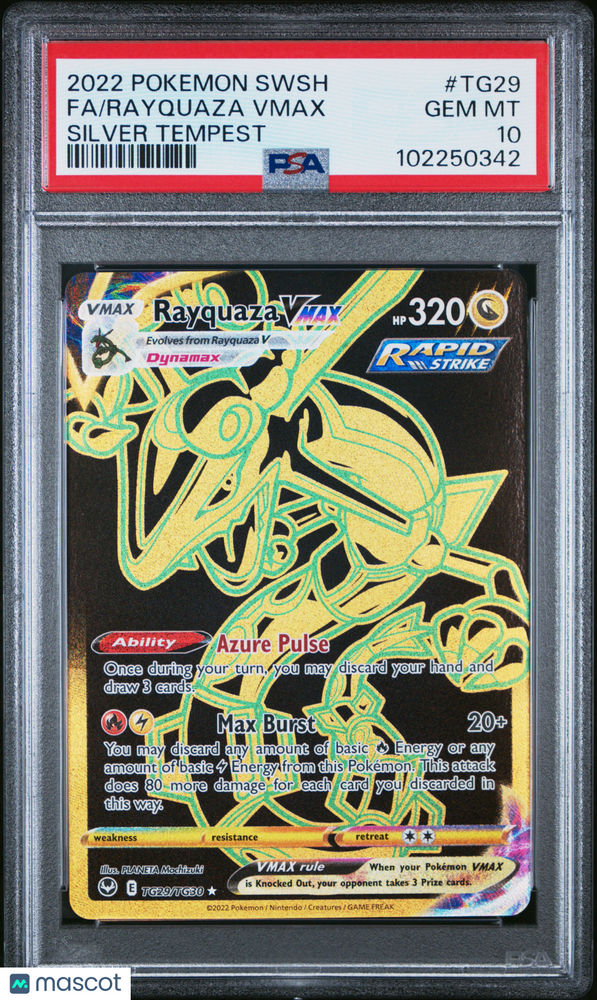 2022 Pokemon Sword & Shield Silver Tempest Rayquaza VMAX #TG29 Silver Tempest Fa PSA 10