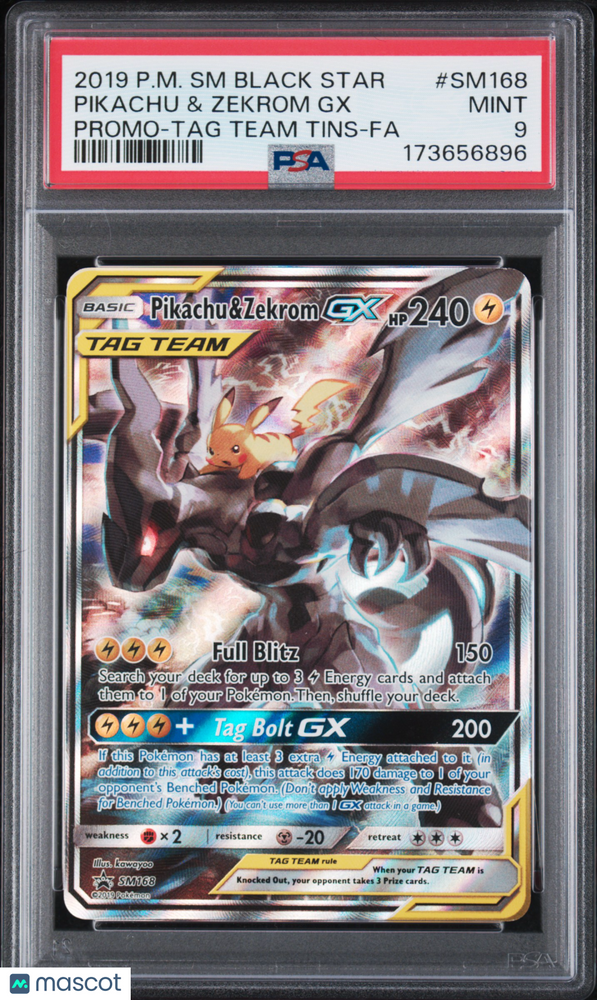 2019 Pokemon SM Black Star Promo Pikachu & Zekrom GX #SM168 Promo-PSA 9