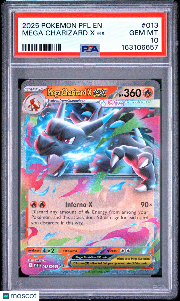 2025 Pokemon PFL EN-Phantasmal Flames Mega Charizard X EX #013 PSA 10