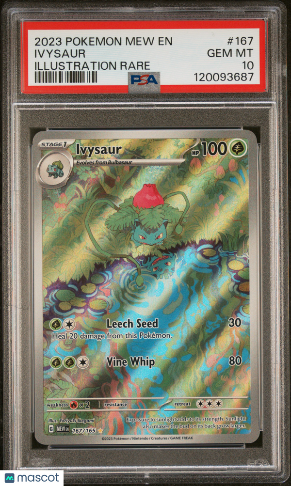 2023 Pokemon Mew EN-151 Ivysaur #167 Illustration Rare PSA 10