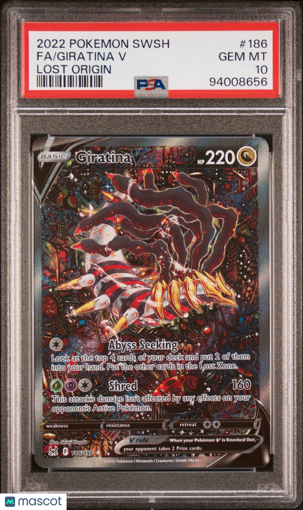 2022 Pokemon Sword & Shield Lost Origin Giratina V #186 Fa Lost Origin PSA 10