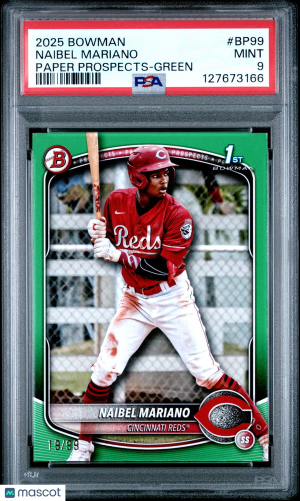 2025 Bowman Paper Prospects Naibel Mariano #BP99 Green PSA 9