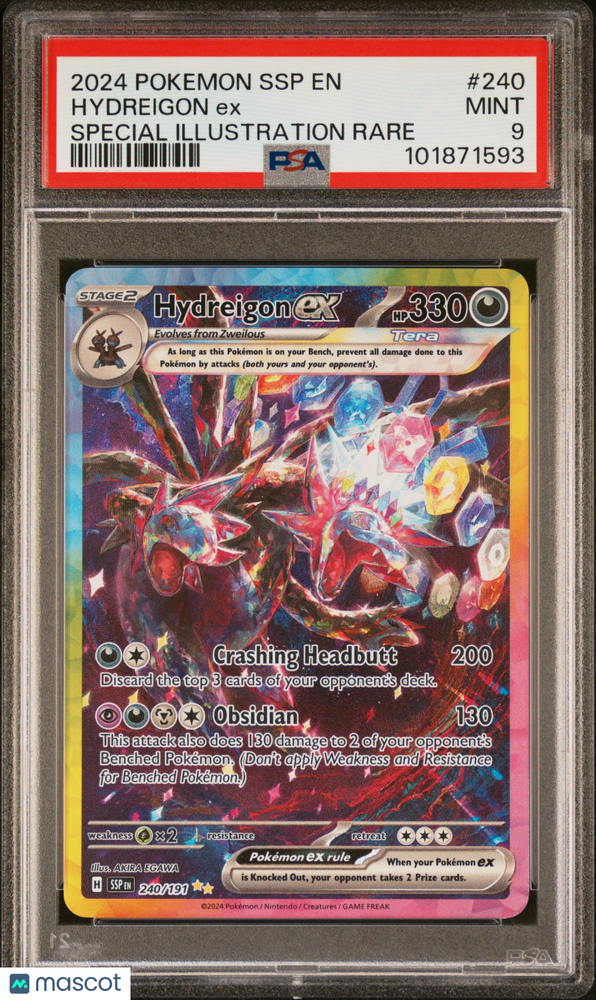 2024 Pokemon SSP EN-Surging Sparks Hydreigon EX #240 Special Illustration Rare PSA 9