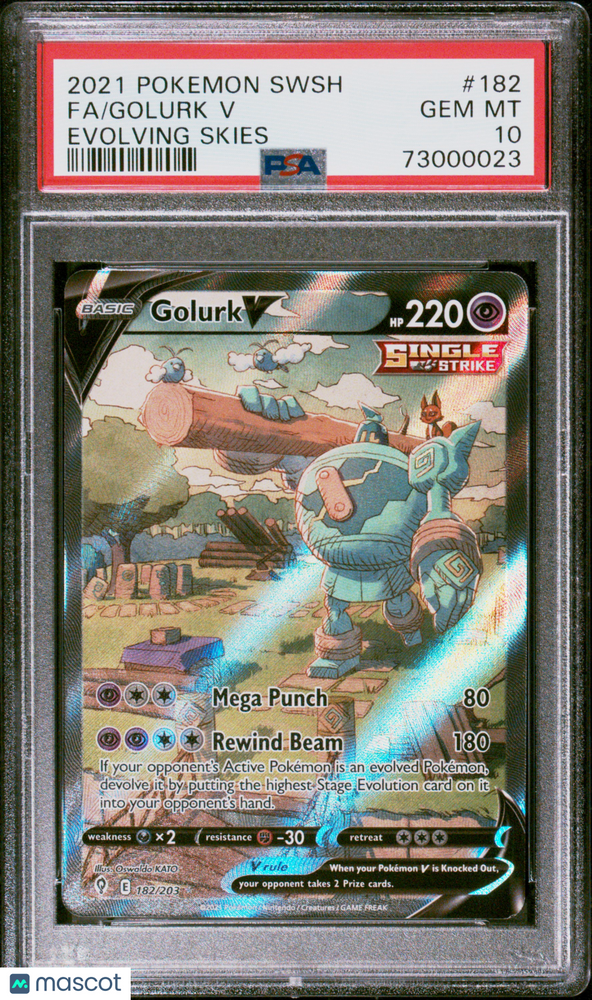 2021 Pokemon Sword & Shield Evolving Skies Golurk V #182 Evolving Skies Fa PSA 10
