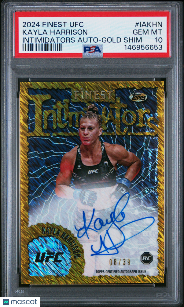 2024 Topps Finest UFC Intimidators Autographs Kayla Harrison #IAKHN Gold Shim PSA 10