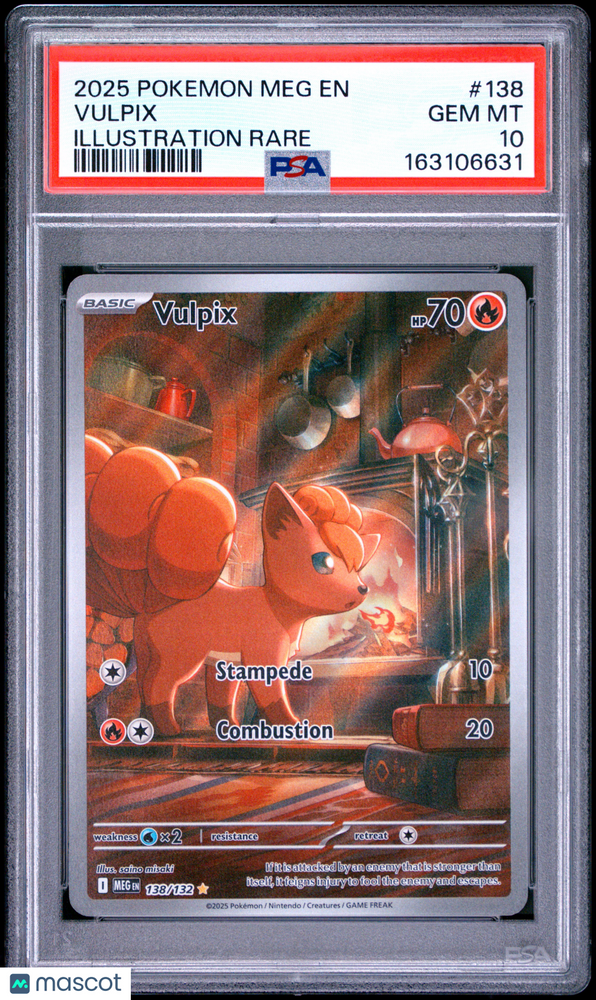2025 Pokemon Meg EN-Mega Evolution Vulpix #138 Illustration Rare PSA 10
