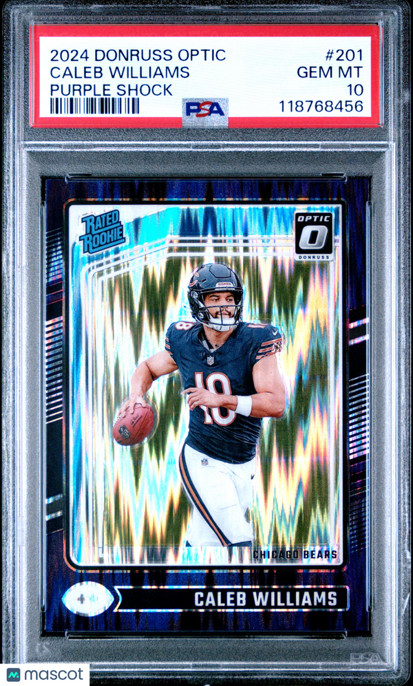 2024 Panini Donruss Optic Caleb Williams #201 Purple Shock PSA 10