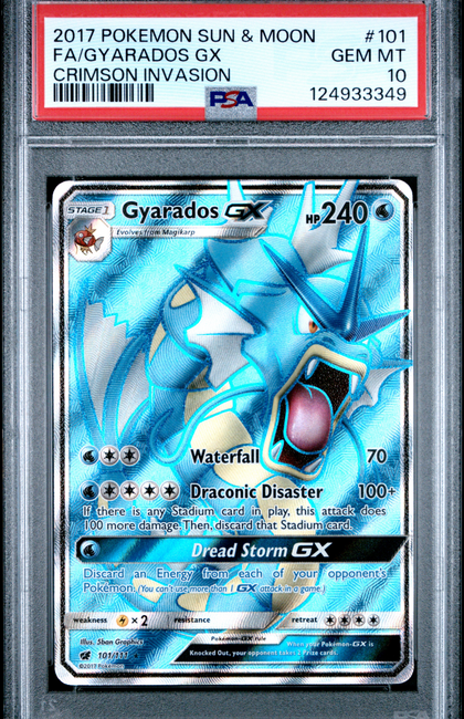 2017 Pokemon Sun & Moon Crimson Invasion Gyarados GX #101 Fa Crimson Invasion PSA 10