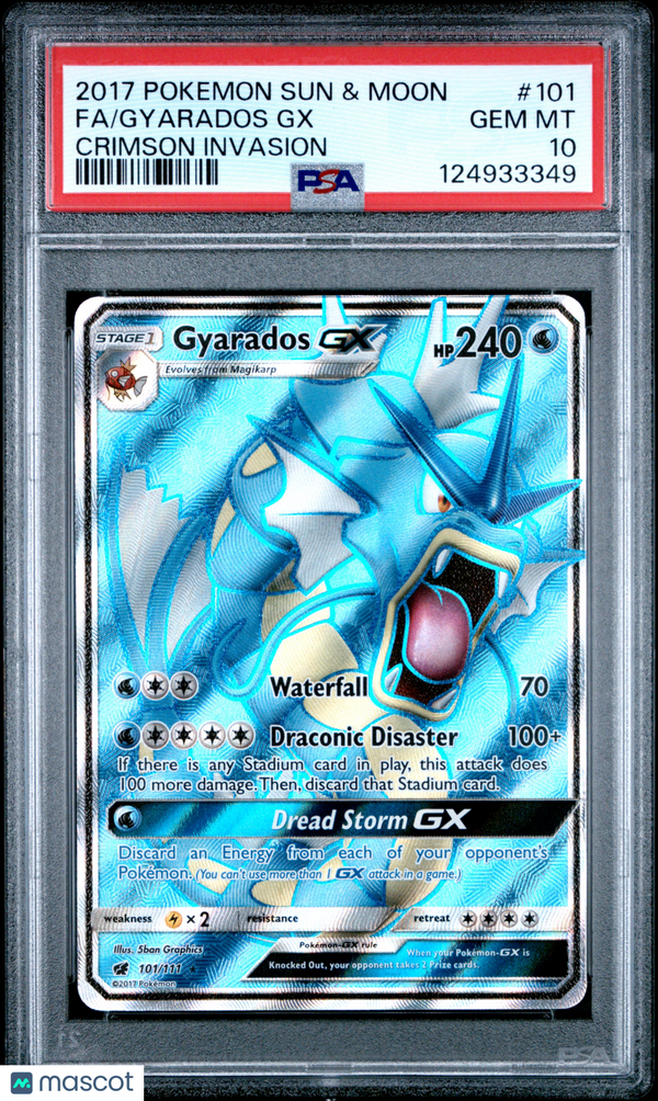2017 Pokemon Sun & Moon Crimson Invasion Gyarados GX #101 Fa Crimson Invasion PSA 10
