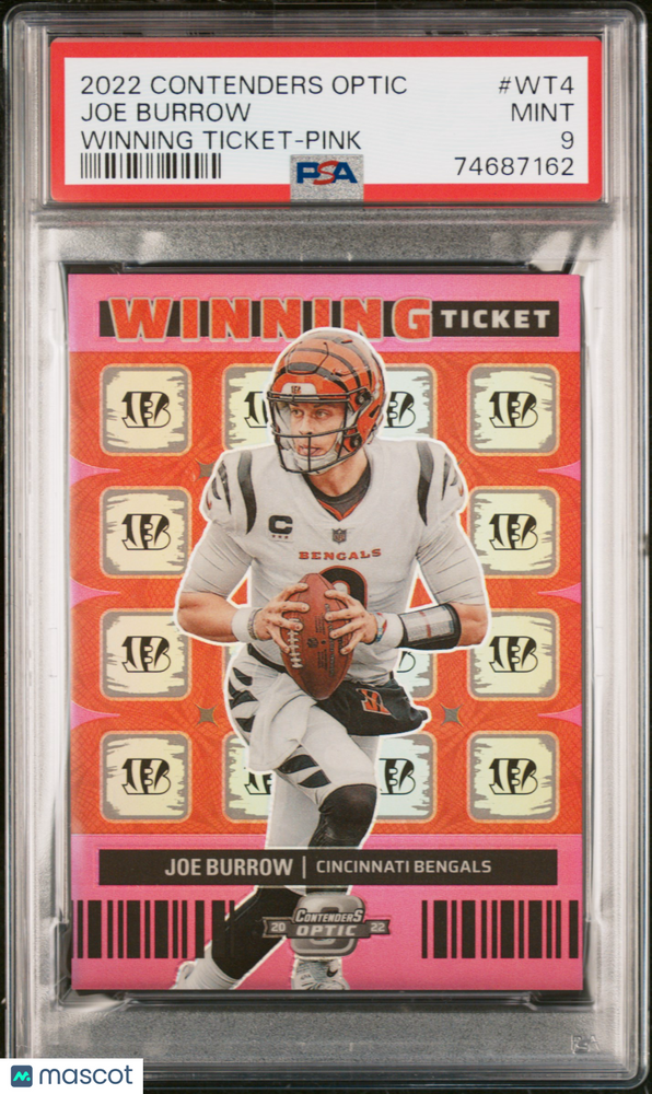 2022 Panini Contenders Optic Winning Ticket Joe Burrow #WT4 Pink PSA 9