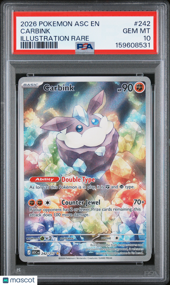 2026 Pokemon Asc EN-Ascended Heroes Carbink #242 Illustration Rare PSA 10