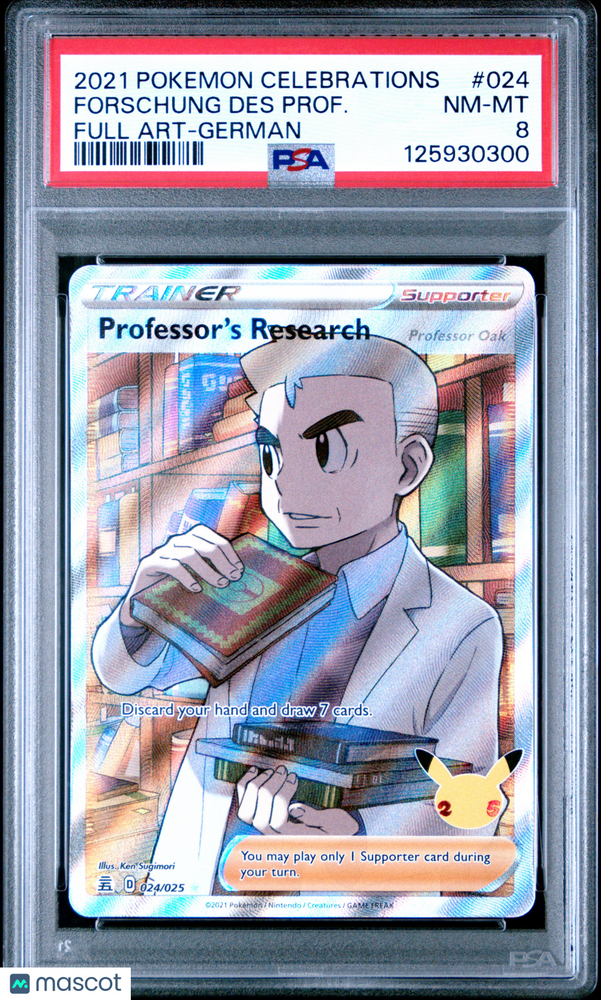 2021 Pokemon Celebrations Forschung Des Prof. #024 Full Art-German PSA 8