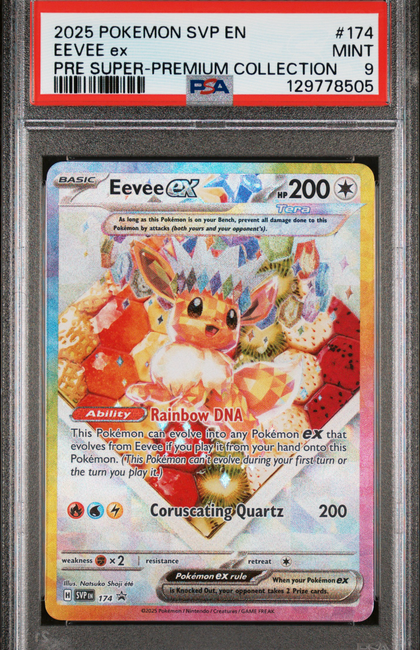 2025 Pokemon SVP EN-SV Black Star Promo Eevee EX #174 Pre Super-Premium Collection PSA 9