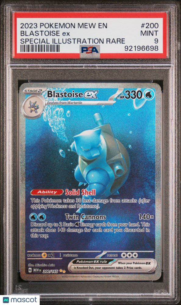 2023 Pokemon Mew EN-151 Blastoise EX #200 Special Illustration Rare PSA 9
