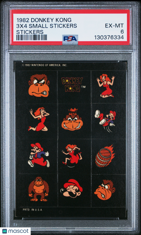1982 Donkey Kong Stickers 3X4 Small Stickers PSA 6