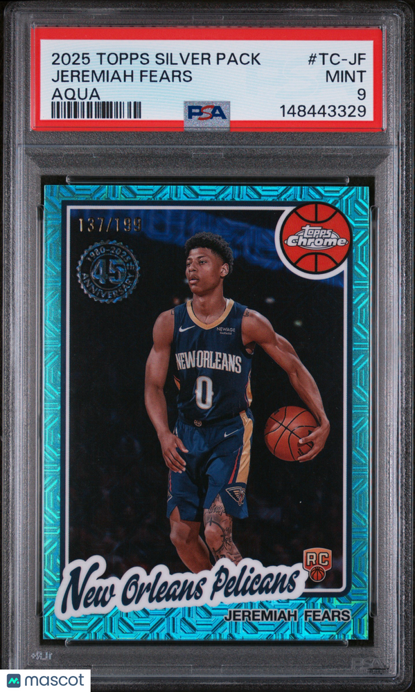 2025 Topps Silver Pack 1980-81 Topps Chrome NBA Jeremiah Fears #TC-JF Aqua PSA 9