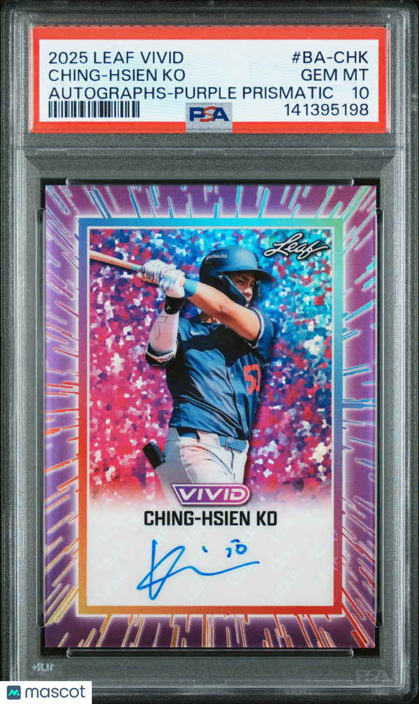 2025 Leaf Vivid Autographs Ching-Hsien Ko #BA-CHK Purple Prismatic PSA 10