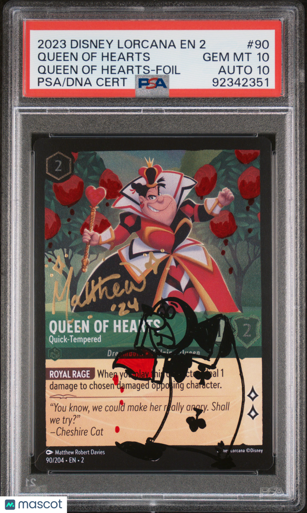 2023 Lorcana EN 2-Floodborn Matthew R Davies #90 Queen Of Hearts PSA 10