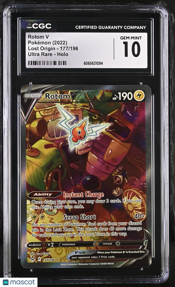 2022 Pokemon Lost Origin Rotom V #177/196 Ultra Rare CGC 10