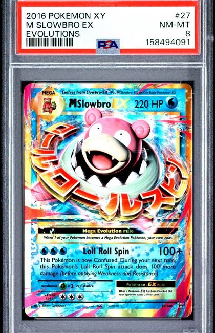 2016 Pokemon Xy Evolutions M Slowbro EX #27 Evolutions PSA 8