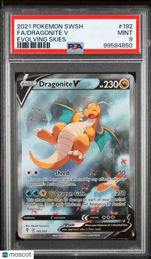 2021 Pokemon SWSH Evolving Skies Dragonite V #192 Evolving Skies Fa PSA 9