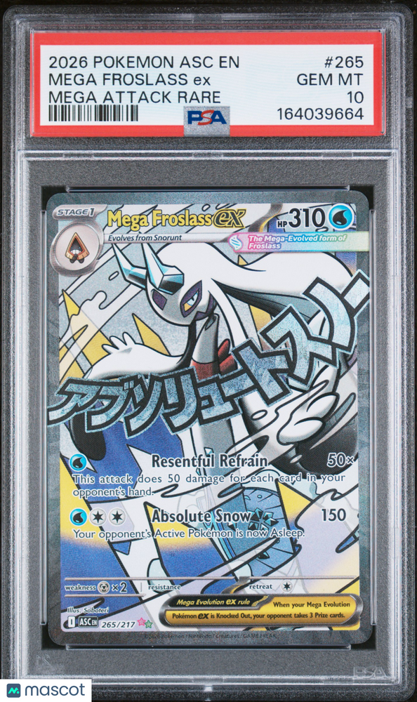 2026 Pokemon Asc EN-Ascended Heroes Mega Froslass EX #265 MAR PSA 10