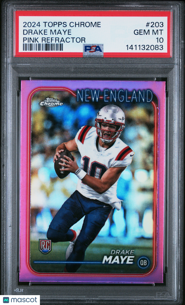 2024 Topps Chrome Drake Maye #203 Pink Refractor PSA 10