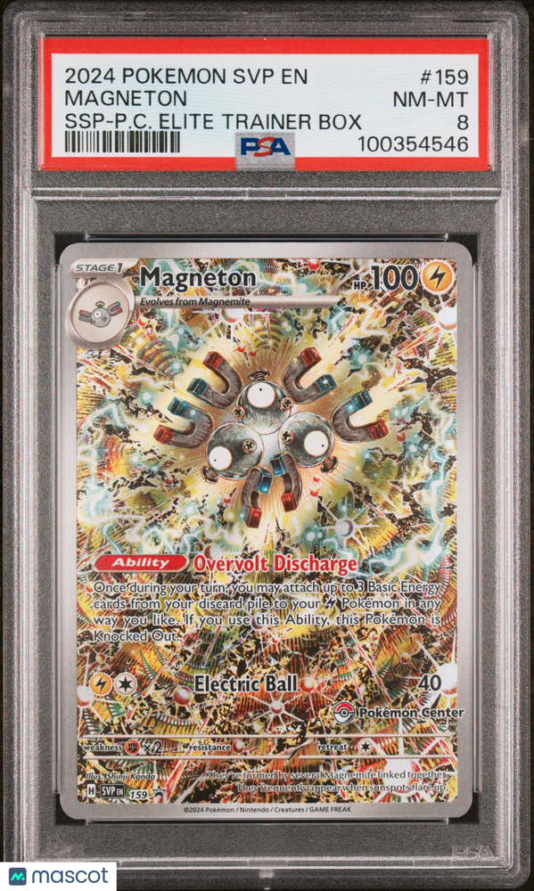 2024 Pokemon SVP EN-SV Black Star Promo Magneton #159 Surging Sparks PC Etb PSA 8