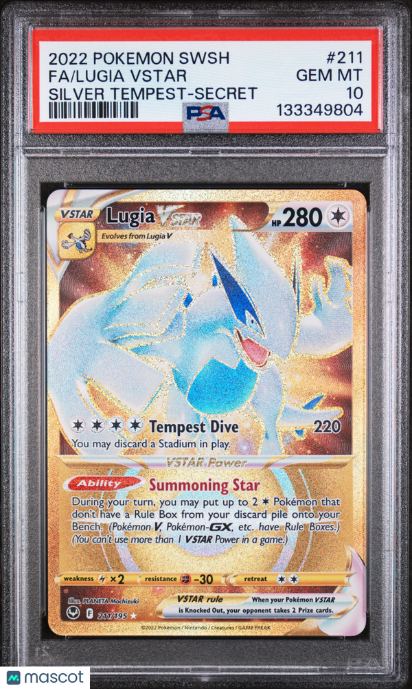 2022 Pokemon Sword & Shield Silver Tempest Lugia VSTAR #211 PSA 10