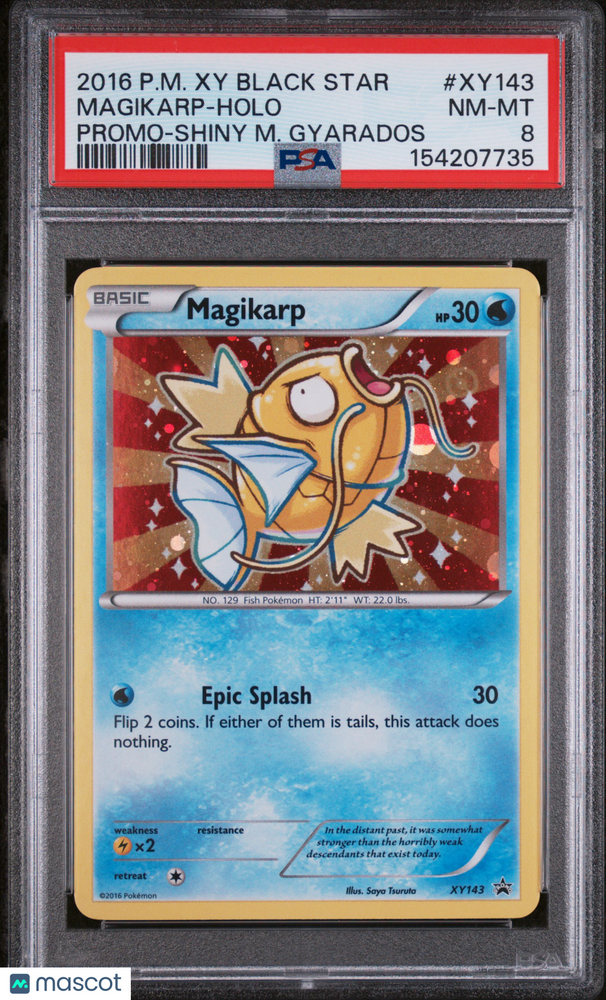 2016 Pokemon Xy Black Star Promo Magikarp #XY143 Promo-Shiny M. Gyarados PSA 8